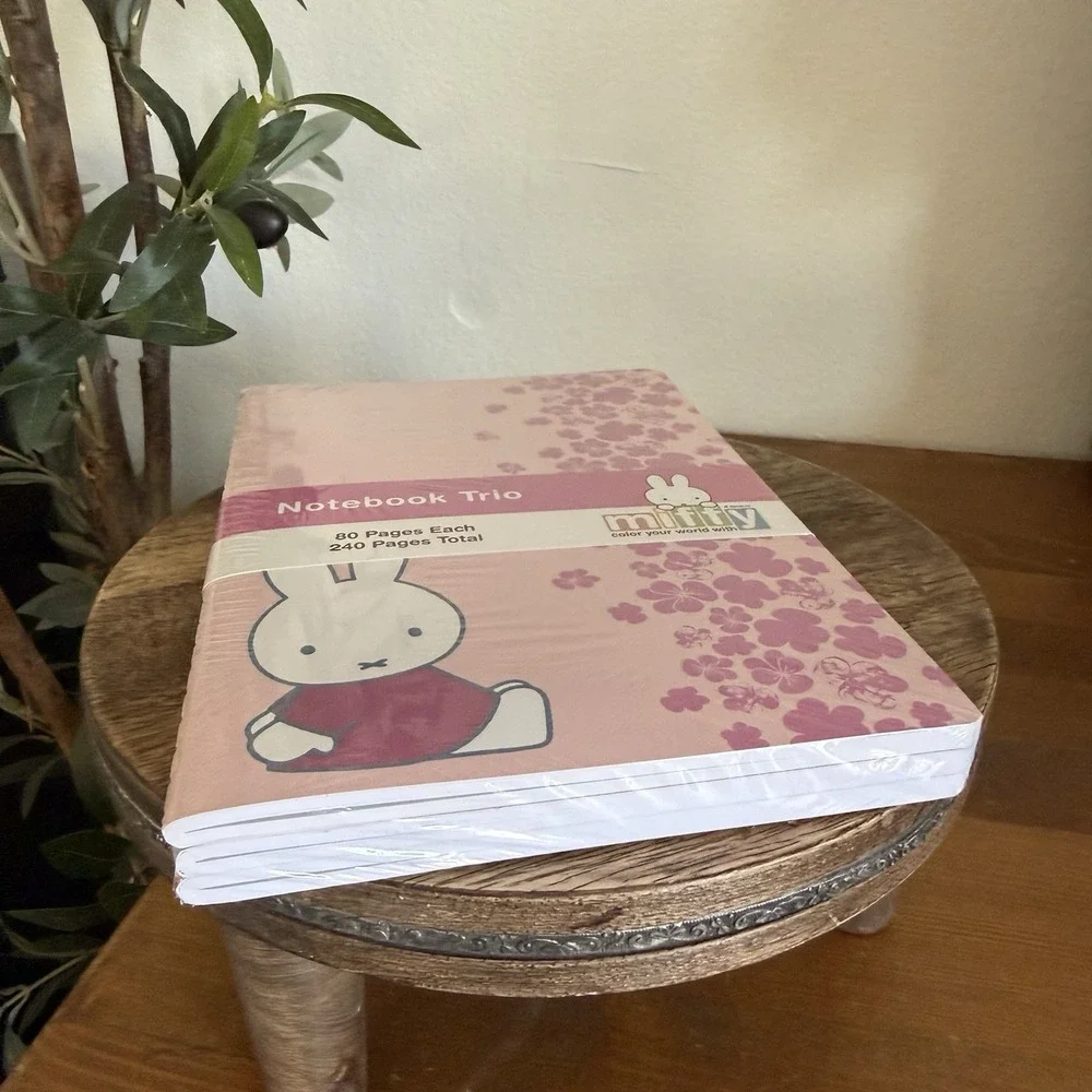NEW Miffy Pink Green Floral Notebooks Trio 3 Pack Journals‎ 80 Lined Pages Each